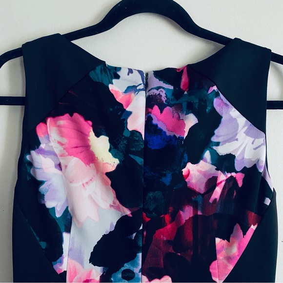 Maggy London Women's Floral Print Short Sleeve Midi Pencil Dress Size 8 - Picture 8 of 11